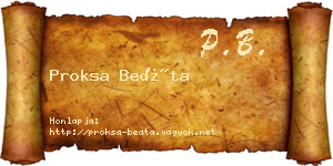 Proksa Beáta névjegykártya